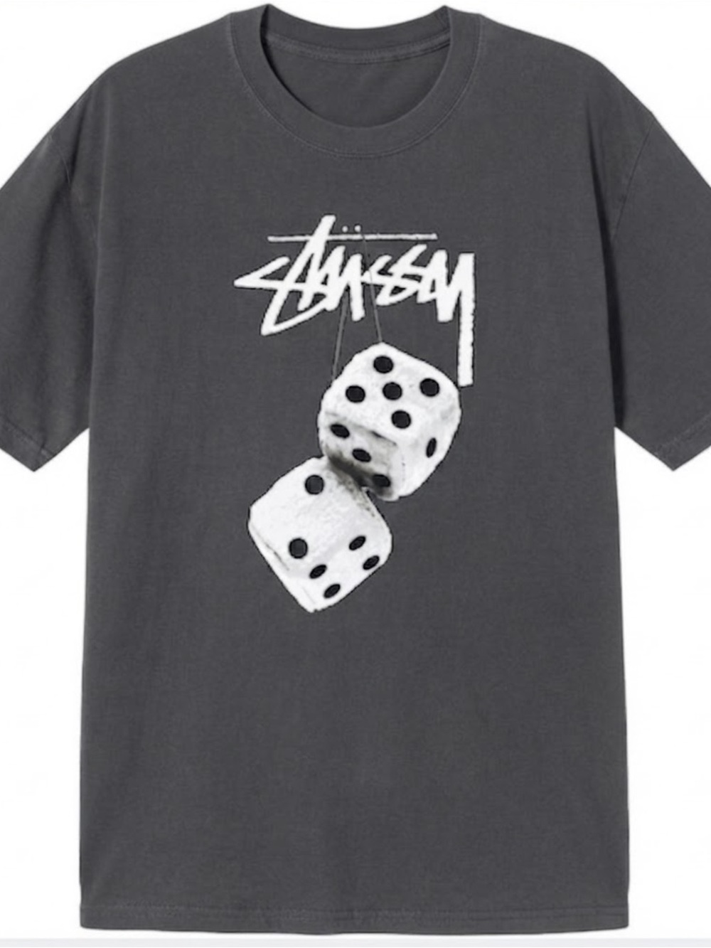 Stussy Gray Dice Graphic T-Shirt - Stussy Streetwear Shirt